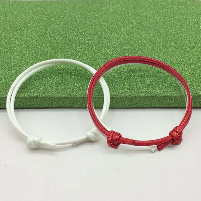 2 uds Simple ajorcas hechas a mano ajustable cuerda para las mujeres y los hombres tobilleras de pareja suerte cadena Cadena de tobillo pulsera Bohemia pulsera joyería de pie: Red White