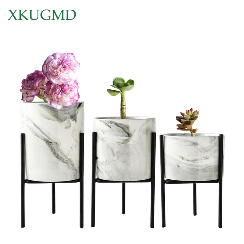 Marmor jern keramiske blomsterpotter rack plantestativ hylde støtte til saftige planter blomster vase hjem havearbejde borddekoration