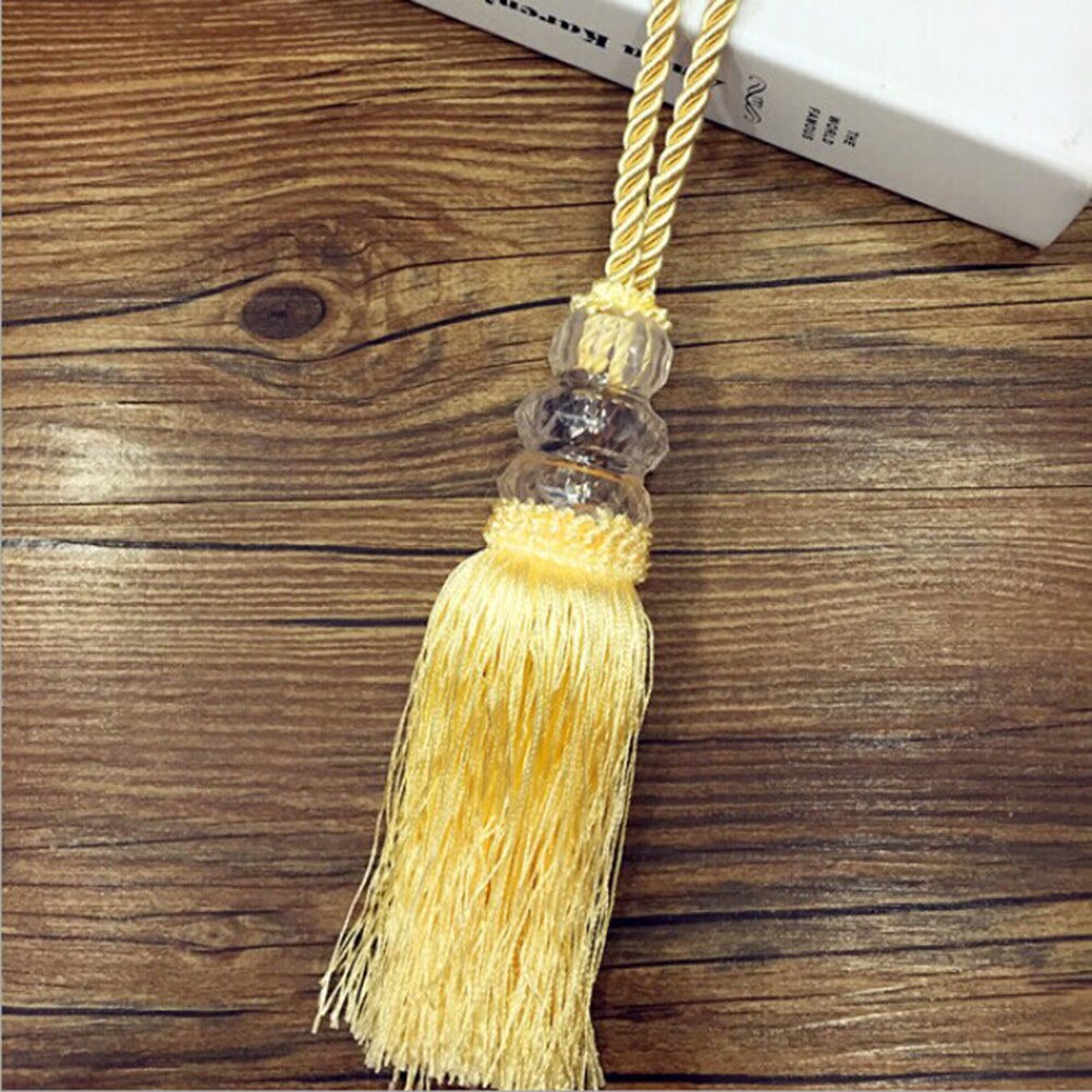 Prachtige europese stijl gordijn kwastjes hangbal kleine kristallen dubbele bol landelijke gordijn tieback 1 paar: Geel