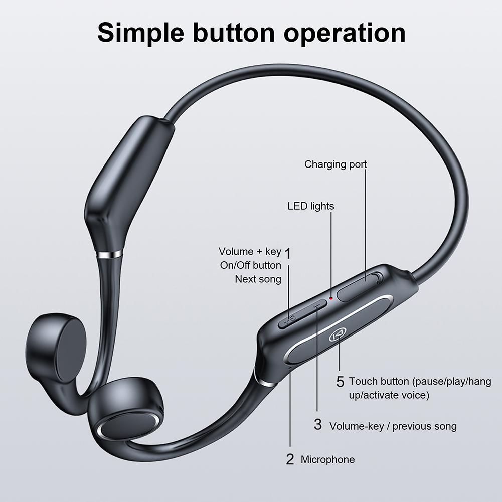 H12 Bluetooth 5.0 Wireless Headphones IP55 Waterproof Bone Conduction Earphone Outdoor Sport Headset With Mic Handsfree Headsets