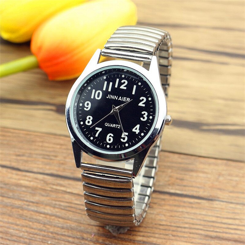 Relojes Para hombres mayores, y popular de Relojes, correa elástica Flexible, reloj de pulsera analógico unisex de acero inoxidable a la para amantes