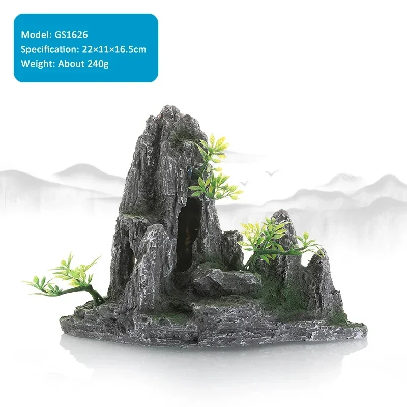 15-type decoratieve rotsen aquarium aquarium accessoires hars rotstuin aquarium decor vis verbergen gat rots voor aquarium: Rood