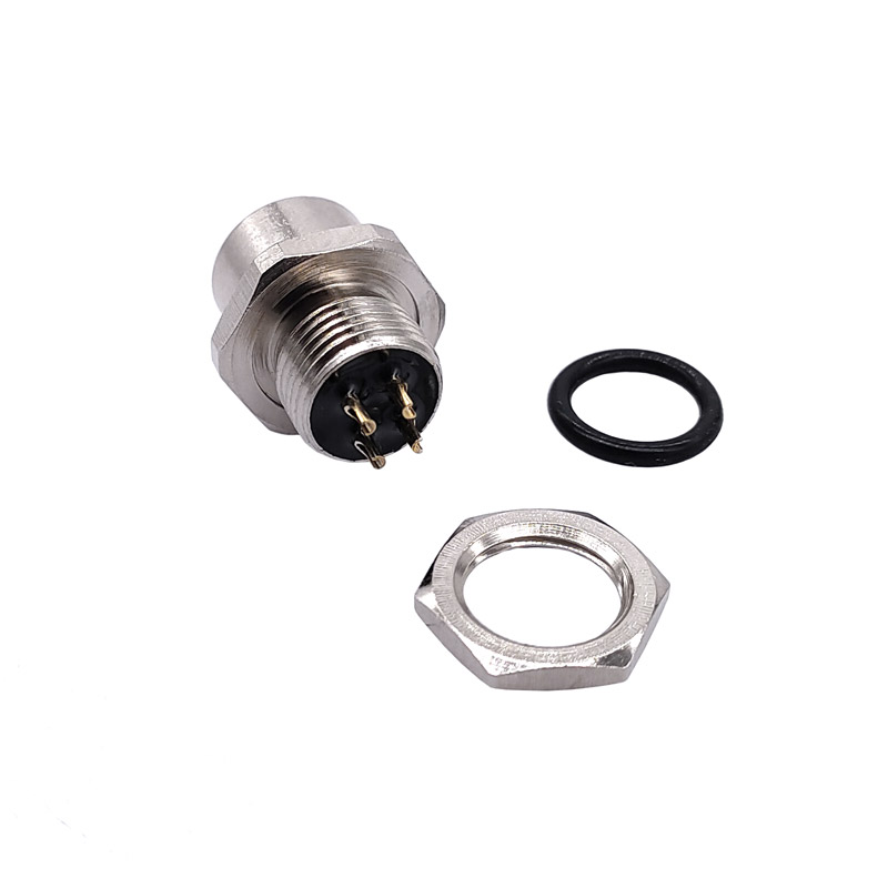 M12 Sensor Connector panel back mount Waterproof Flange Socket threaded coupling Male&amp;Female 3 4 5 8Pin A Type