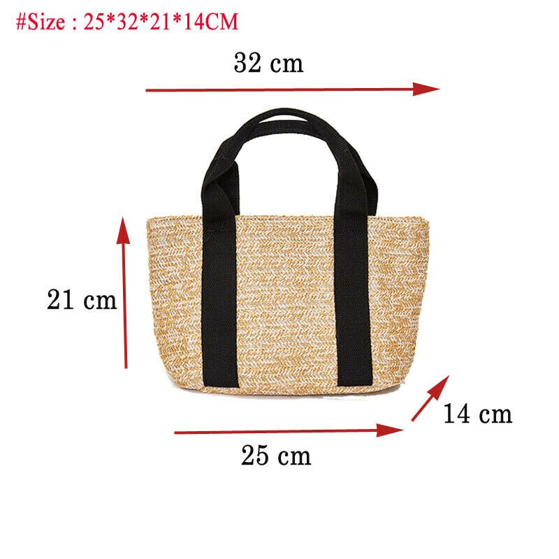 Style Summer Women Beach Straw Woven Portable Tote Bags Girls Vintage Rattan Basket Shoulder Bag