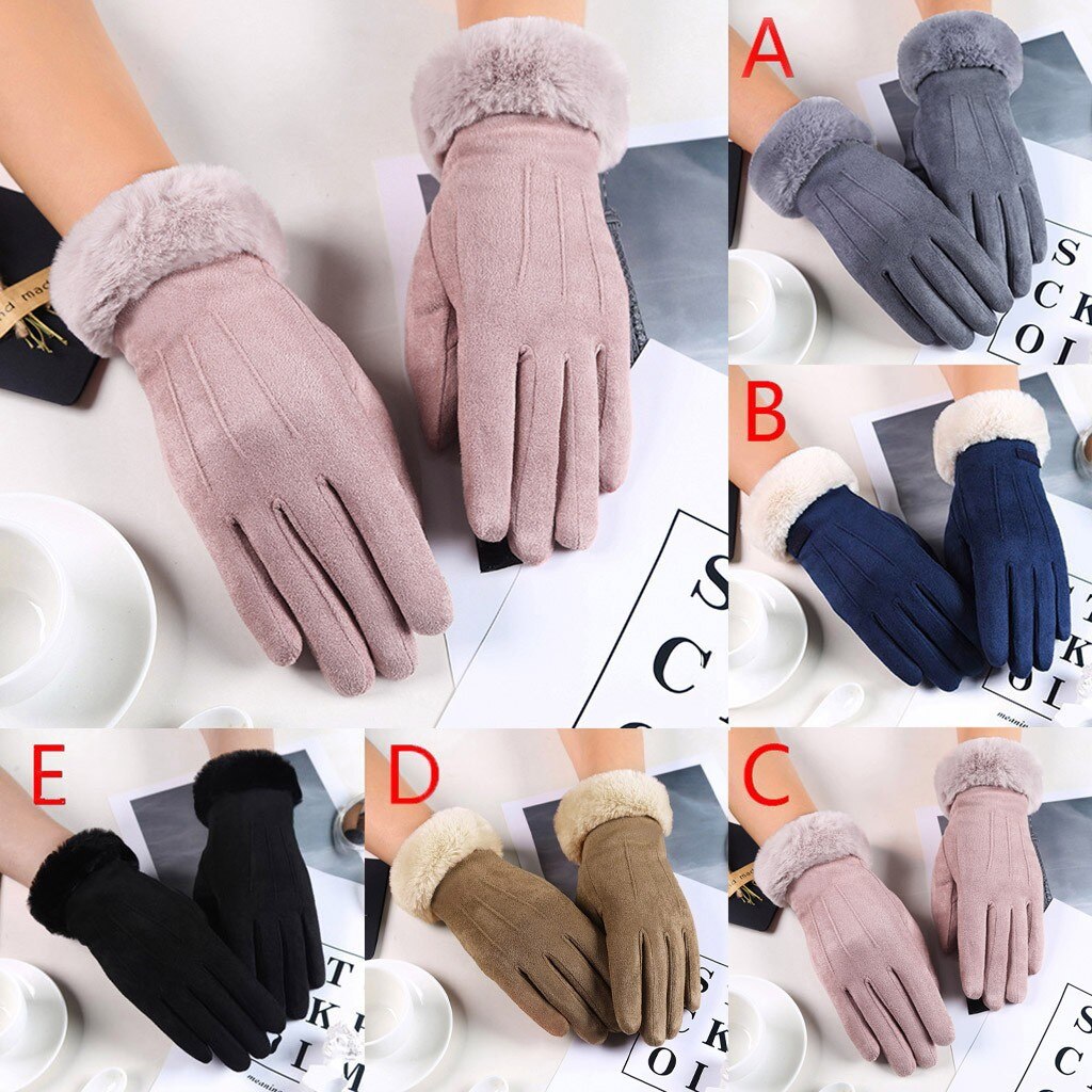 Women's Gloves In Autumn And Winter Windproof Warm Plus Velvet Gloves Winter Snow Ski Warm Gloves Riding Cycling Cute Gloves#t2