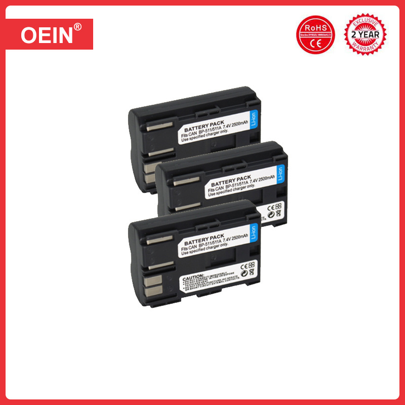 BP-511A BP-511 BP 511 511A BP511 BP511A Batería + LED USB Cargador dual para Canon EOS 40D 300D 5D 20D 30D 50D 10D D60 G6: Negro