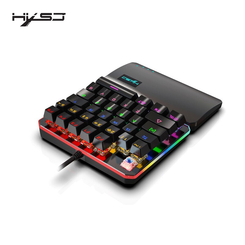 Hand keyboard 35-key RGB Multiple Backlight Mode HXSJ One-Handed Gaming Keyboard LSuitable for Game Players
