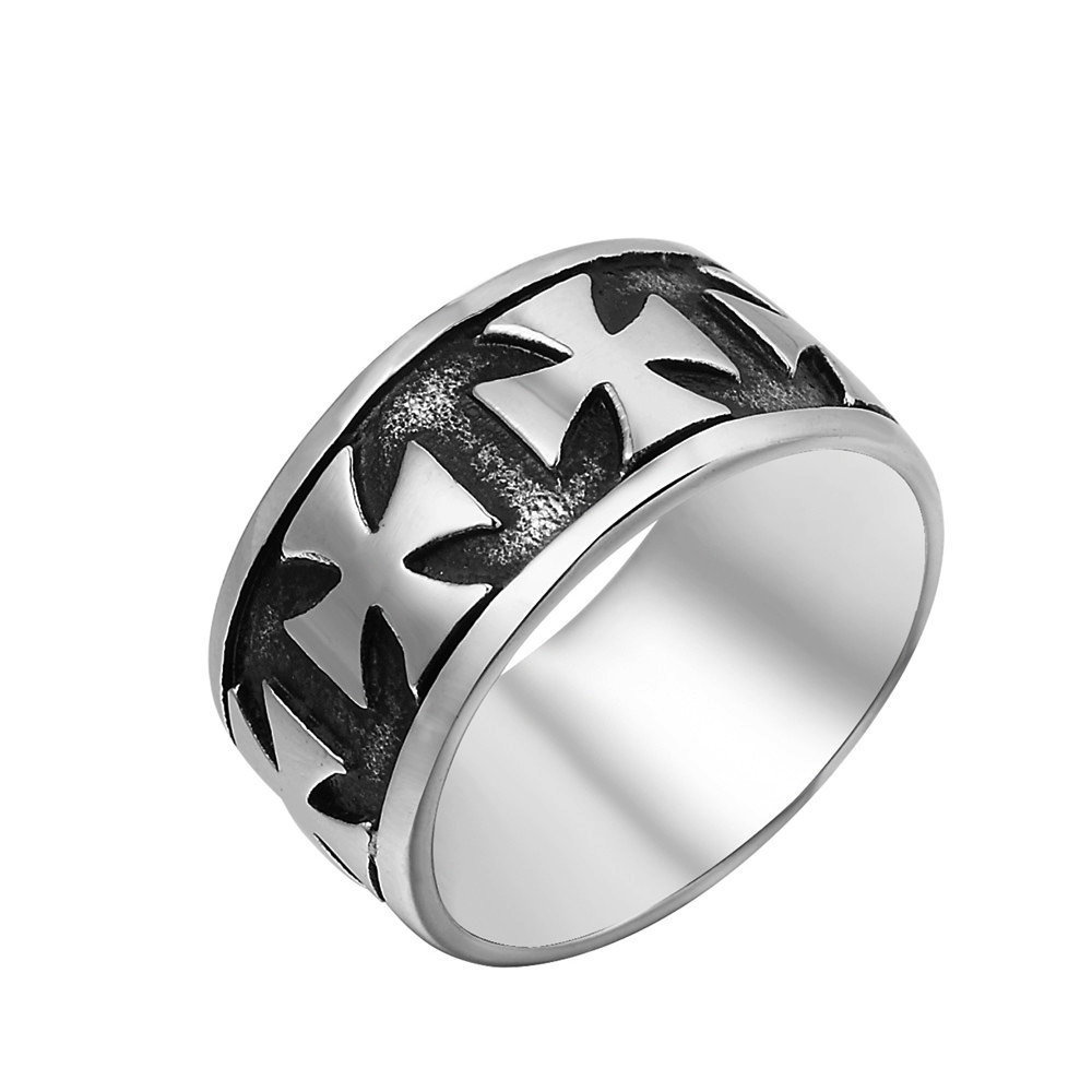 Anillo de acero inoxidable con cruz de hierro para hombre y niño, accesorio sencillo y redondo, estilo Retro, alemán, Punk, de , joyería, talla 8-13: 11
