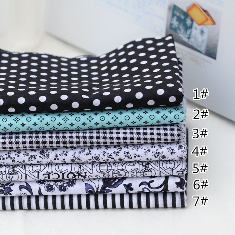 gemischt Stil Baumwolle Stoff Gedruckt Tuch NäHenne Quilten Stoff Patchwork Hand Druck Hause Liefert DIY Handgemachte Accessoires: Schwarz Weiß