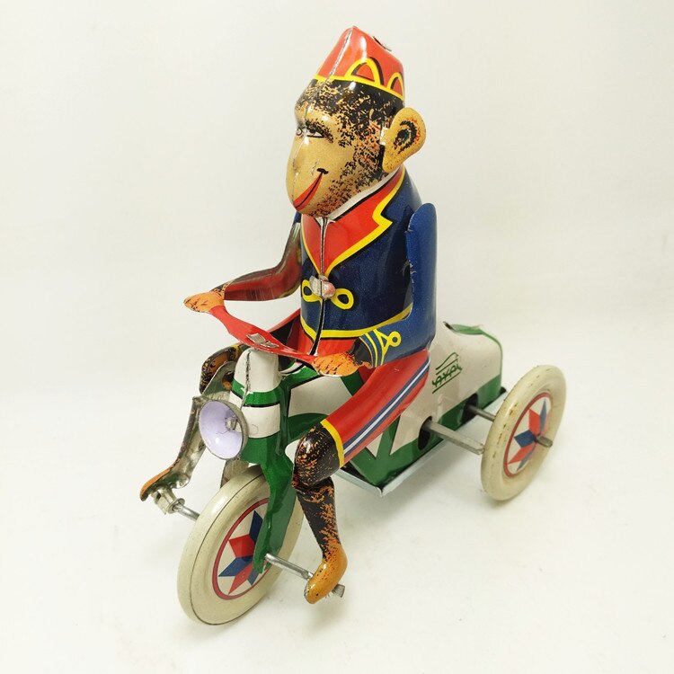 Antieke Stijl Blikken speelgoed Robots wind up speelgoed voor kinderen home decor metal craft MS813 fiets aap