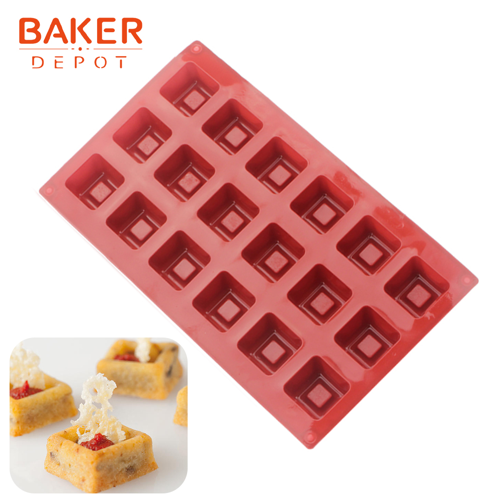 Baker depå silikon fyrkantig mousse tårtform mini munk muffin cupcake kex bakverktyg tvål harts ljus gips