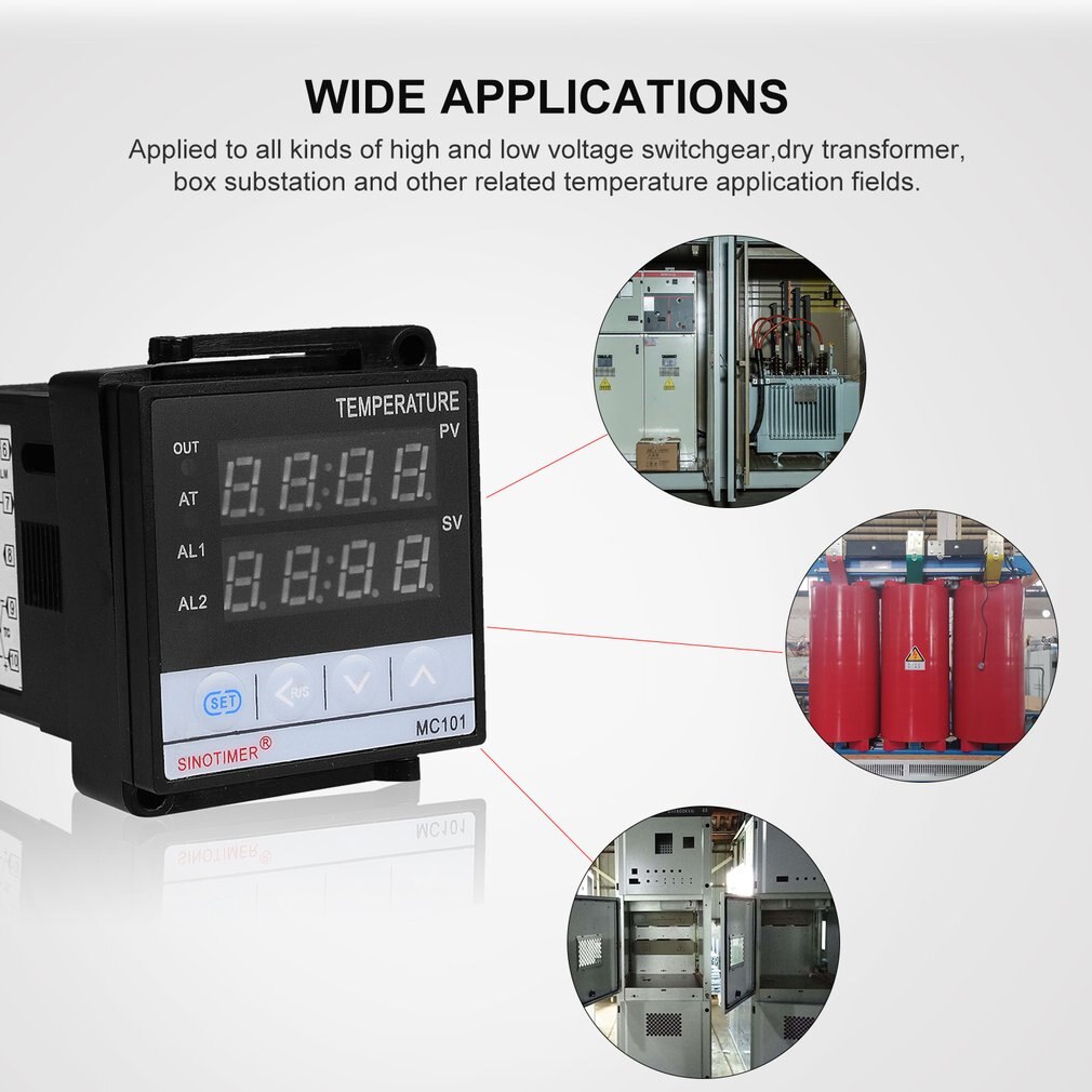 SINOTIMER Short Shell Input PID Temperature Controller Thermostat Temperature Regulator SSR Relay Output Heat Cool Alarm