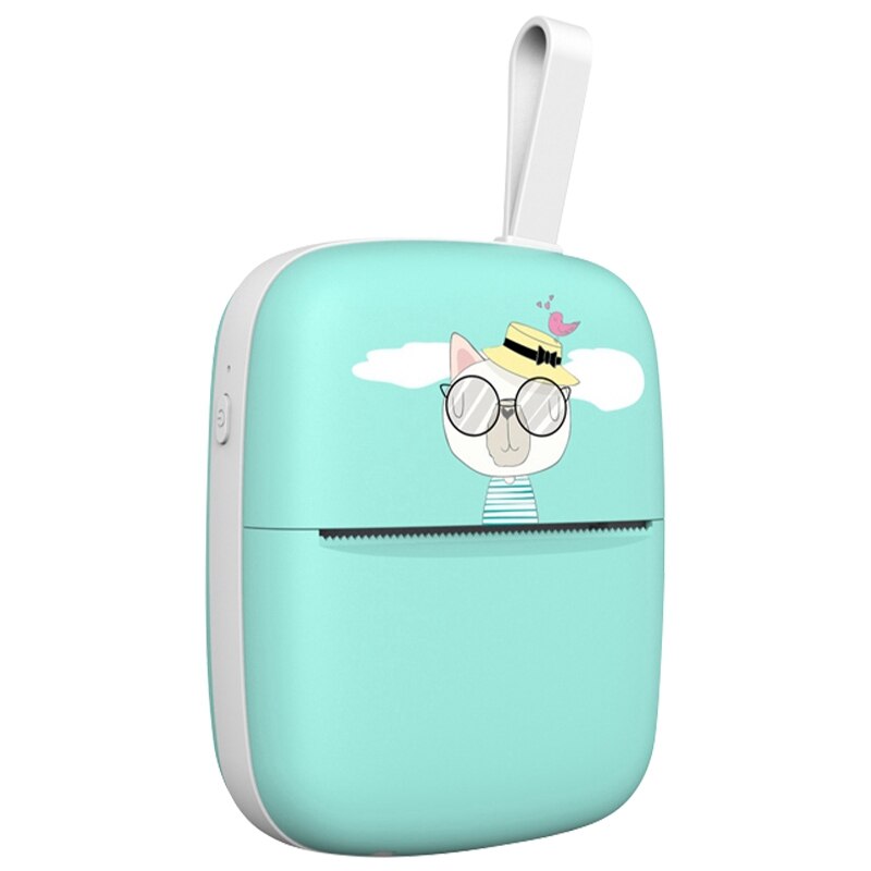 Mini Portable Thermal Printer Photo Pocket Photo Printer Printing Wireless Bluetooth Android IOS Printers: Blue