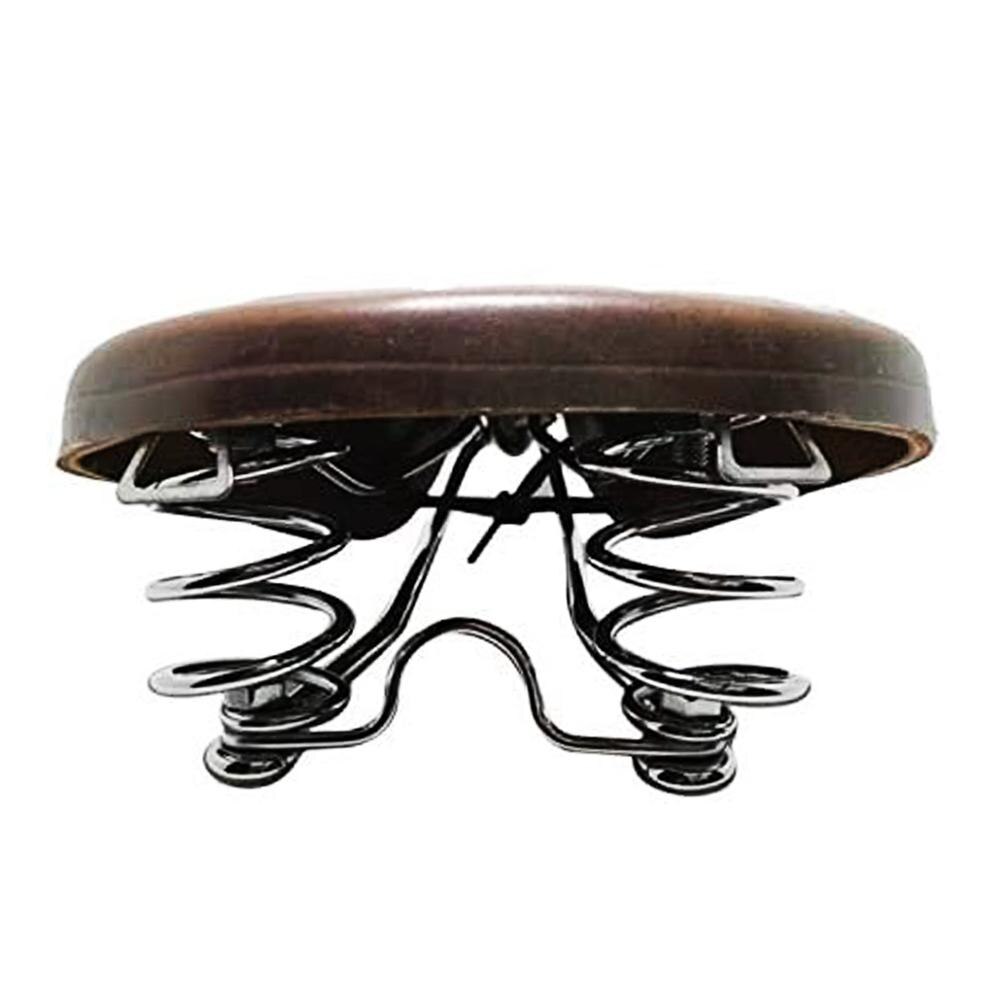 Cojín de cuero marrón oscuro para bicicleta, asiento Retro de doble Primavera, alfombrilla para asiento delantero, accesorios para bicicleta de carretera