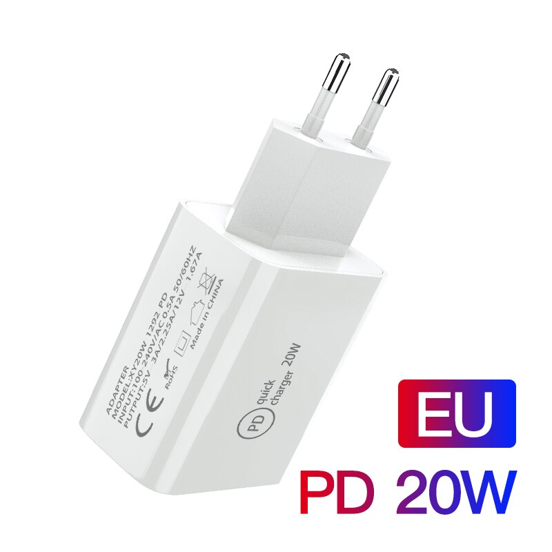 PD 20W Usb C Charger For iPhone 12 Mini Pro Max 12 11 Xs Xr X 8 Plus Fast Charging TypeC PD Charger For iPad Air 4 iPad Pro: EU Plug