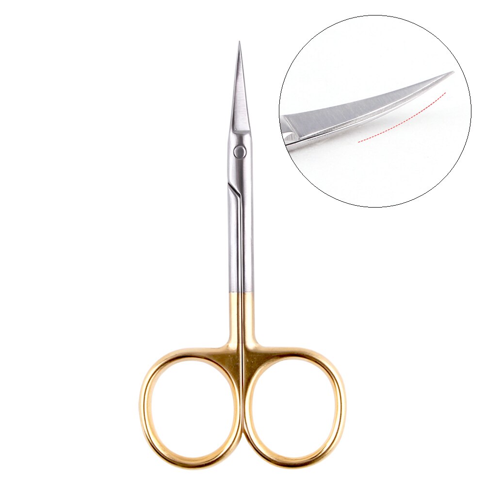 Russian Manicure Scissors Cuticle Cut Curved Tip Pedicure Scissors Stainless Steel Nail Dead Skin Remover Salon Nail Clipper: Gold