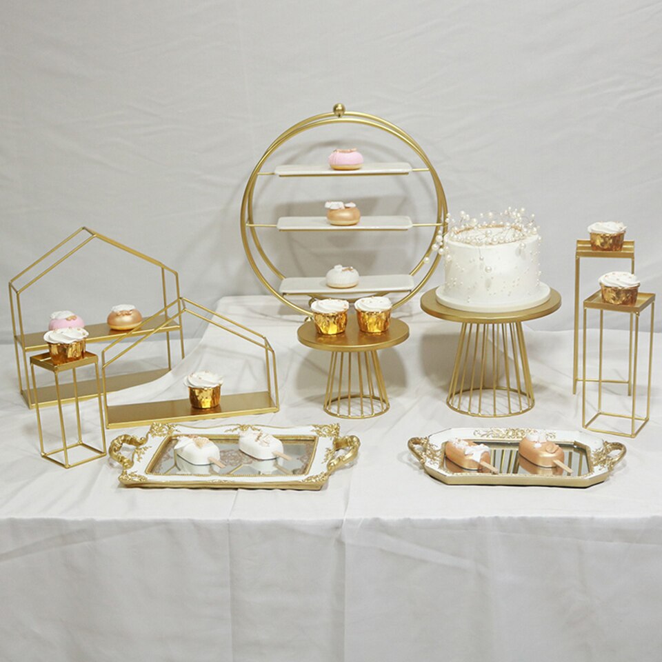 Transhome 1 stücke Weiß Kuchen Stehen Metall Nachtisch Tisch Kuchen Tablett Weihnachten Geburtstag Party Macaron Cupcake Gestell Stehen Für Hochzeit