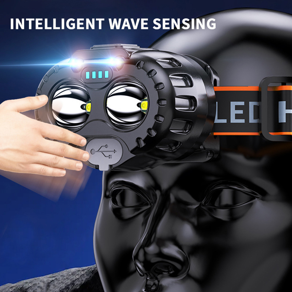 Super Mini LED-koplamp Oplaadbare noodkopzaklamp Krachtige sensor Hoofdlamp Zaklamp Koplampen Voorlantaarn Vissen