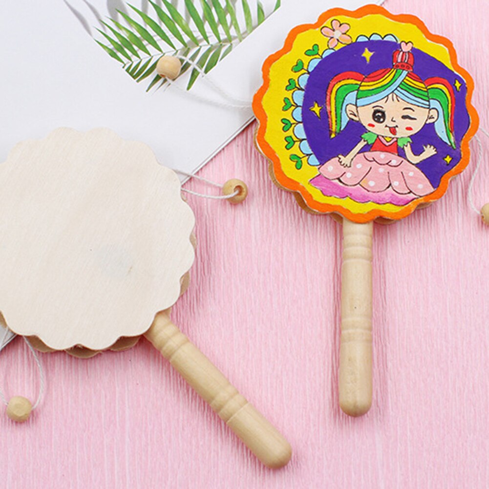 Houten onbeschilderde rammelaar pellet drum diy schilderij knutselen kinderen muzikaal speelgoed