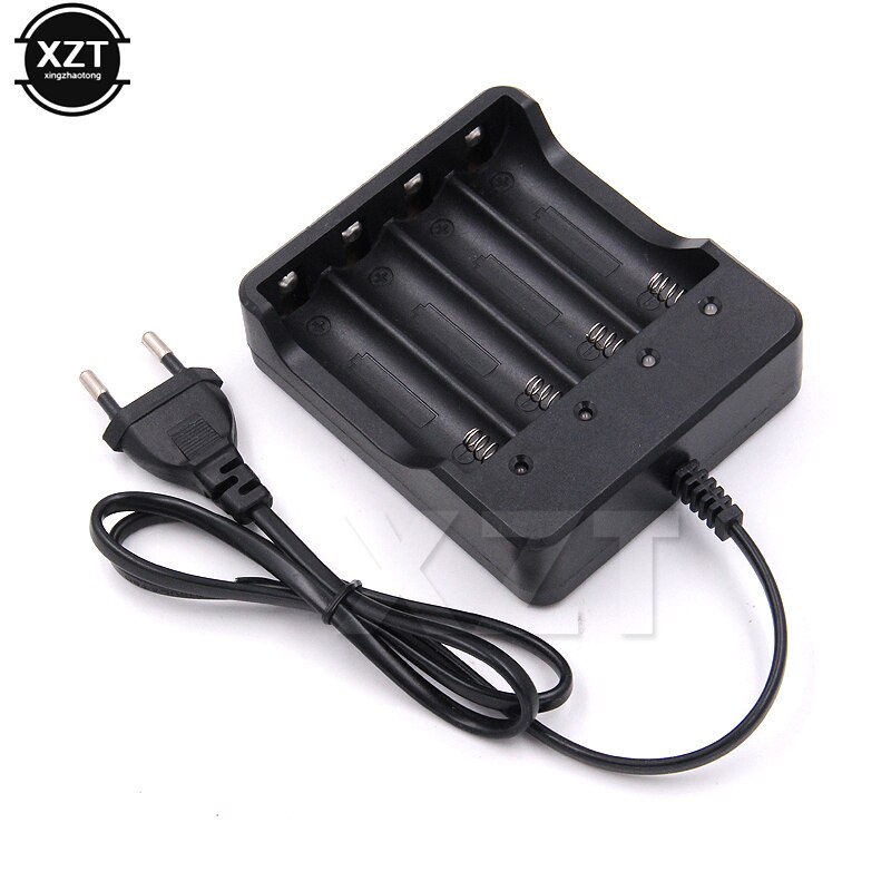 4 spor 18650 ladere li-ion batteri 4.2v eu/oss plugg kablet indikatorlys lommelykt 4* 18650 batterier lader ladekabel