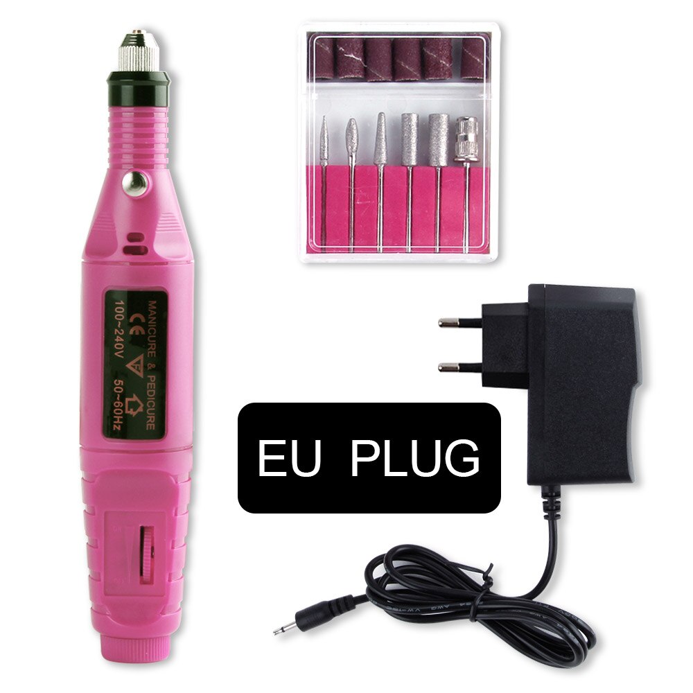 Taladro eléctrico para uñas, herramienta para manicura y pedicura, cuidado de los pies, 1 unidad: Pink EU Plug