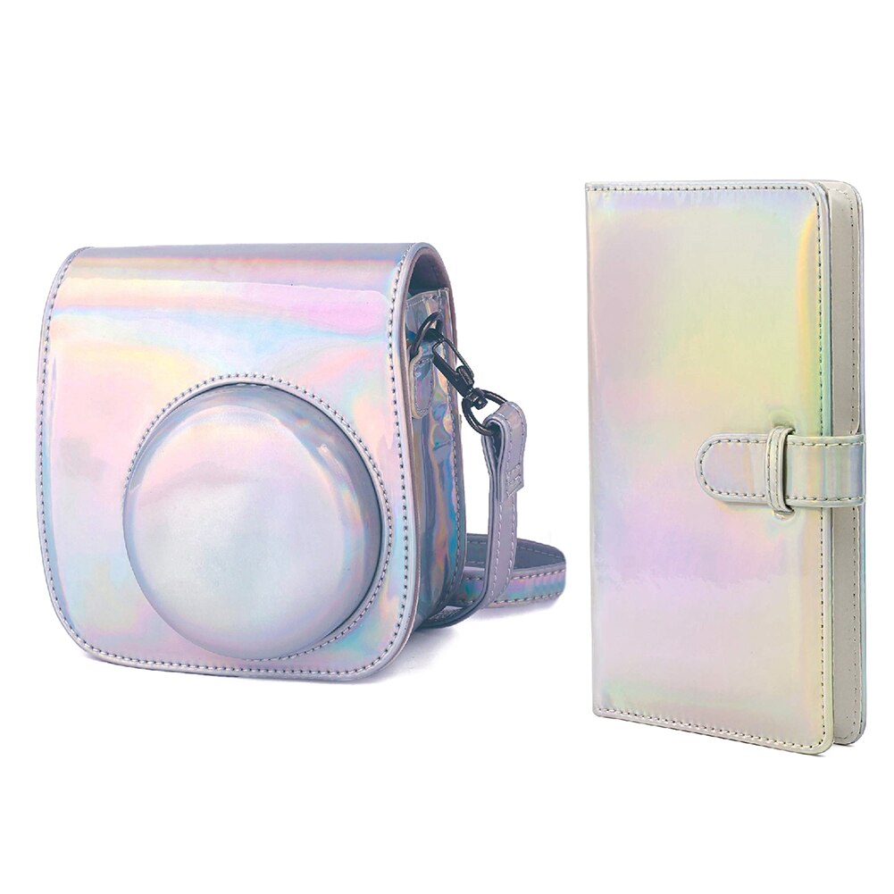 Für Fujifilm Instax Mini 11 9 8 + 8 Kamera Zubehör PU Leder Schulter Tasche Schutz Abdeckung fallen + Album instax Mini: Silber-