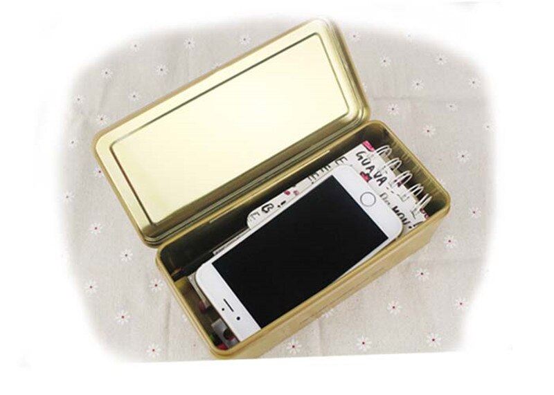 Rectangular storage tin box stationery desktop finishing storage box glasses box tool storage tin box furniture storage box