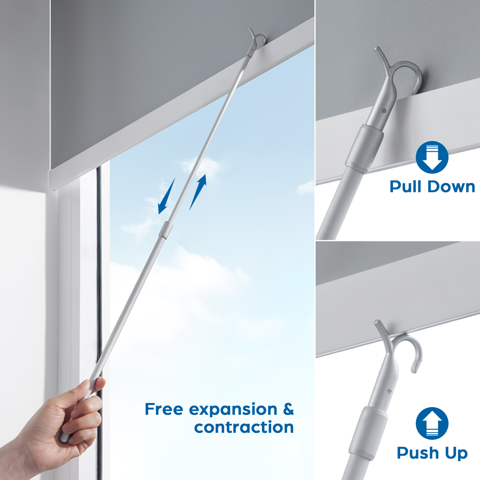 Bacchetta cieca Tende Finestra Asta di ricambio Gancio Inclinazione verticale Apriscatole Asta telescopica Armadio Aste metalliche Finestre veneziane NOVITÀ