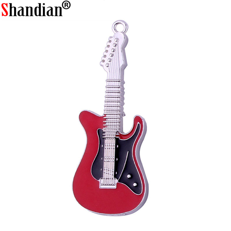 SHANDIAN nowy Rock and roll elektryczny kształt gitary pamięć USB muzyka pen Drive metalowy pendrive 4GB 16GB 32GB karta pamięci 64GB
