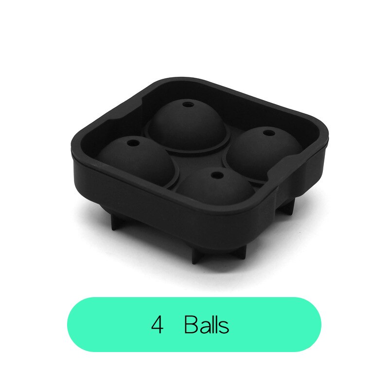 2/4/6 kulki Whisky kostkarka robić lodu forma w kształcie kuli silikonowa duża kula wielokrotnego użytku foremka na kostki lodu wysokiej jakości formy lodu narzędzie kuchenne robić baru: 4 Balls