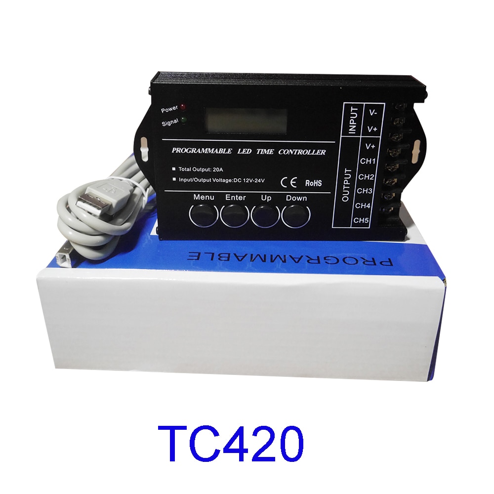 Programmable Time programable RGB LED Controller DC12V/24V 5Channel Total Output 20A Common Anode TC420/TC421