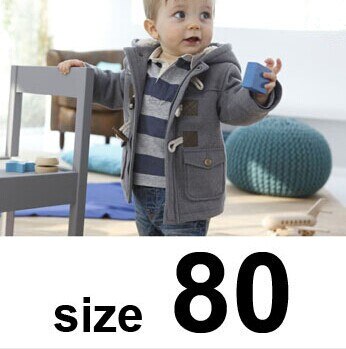 Boys Winter Warmer Clothes 2 Color Kids Outerwear Coat For 1-3 Yrs Baby Thick Clothing Children Hooded Jacket: Gray 80