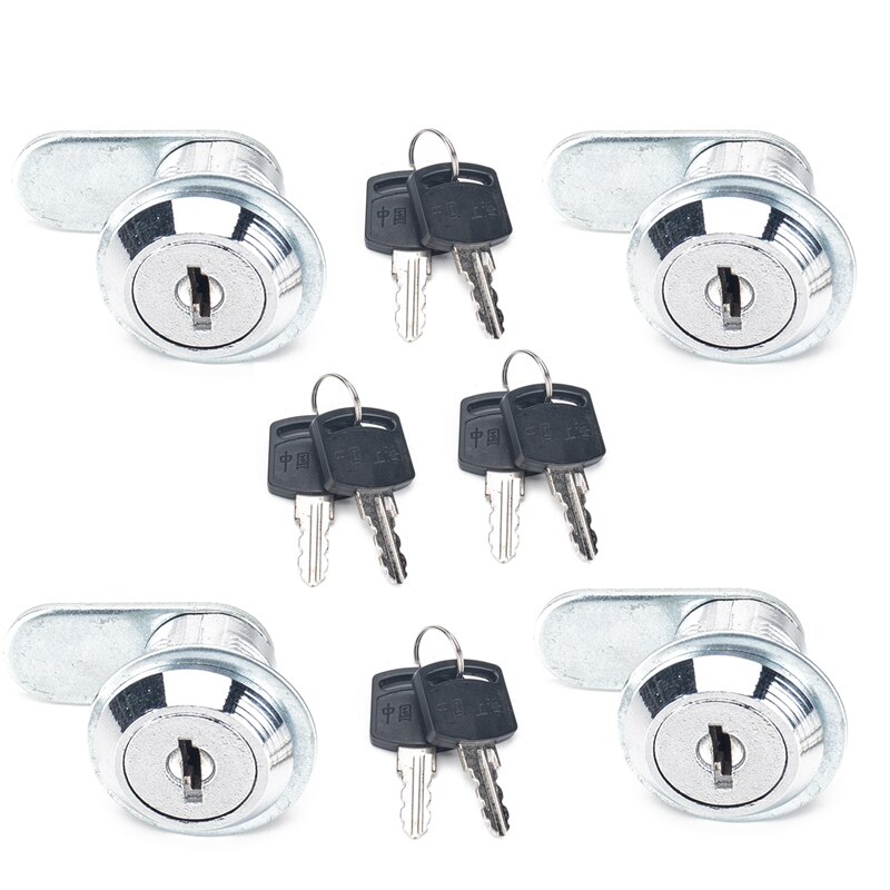 4PCS 15mm RV Door Lock and Drawer Tube Cam Lock with 8 Key Cylinders and Galvanized Surface, Chrome: Default Title