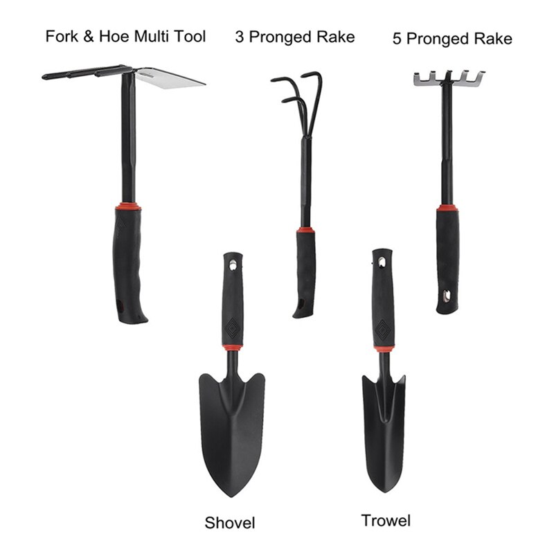 Durable Steel Hand Weeding Fork Transplanting Digging Tool Trowel Shovel Hoe 3/5 Pronged Rake for Garden Planting Hand Tool: 5pcs