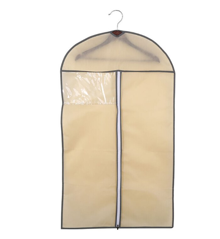 Fundas de tela no tejida para ropa, funda para trajes y ropa, bolsa de almacenamiento a prueba de polvo, Protector transpirable, color negro: Beige / 60X100CM