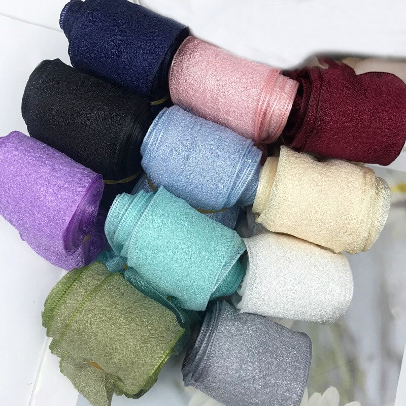 Cinta de gasa arrugada de 25 yardas y 40mm, Material para tocados Diy, para Tartas, flores estilo Bandage, accesorios de decoración de ropa