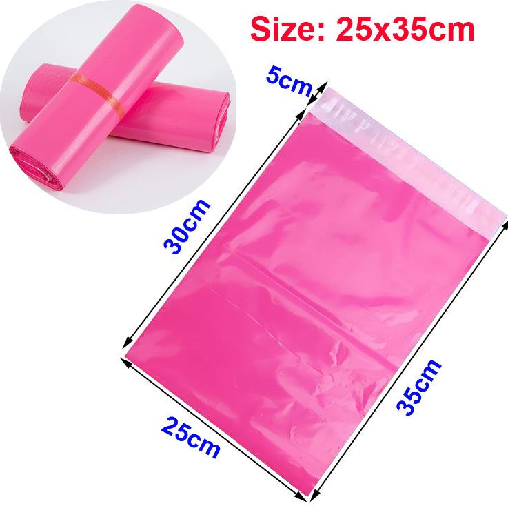 100 Stks/partij Plastic Envelop Self-Adhesive Seal Koerier Opbergzakken Wit Groen Roze Plastic Poly Envelop Mailer Tassen: pink 25x35cm