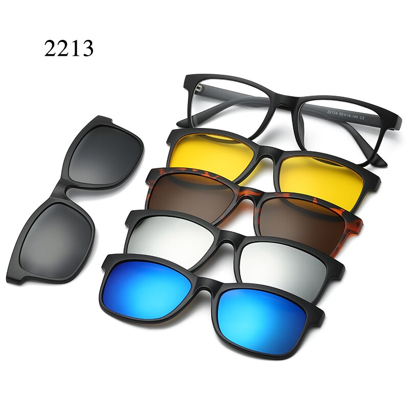 6 In 1 personalizzato uomo donna occhiali da sole magnetici ottici polarizzati Clip magnete Clip su occhiali da sole Polaroid Clip su montatura per occhiali da sole: 2213A