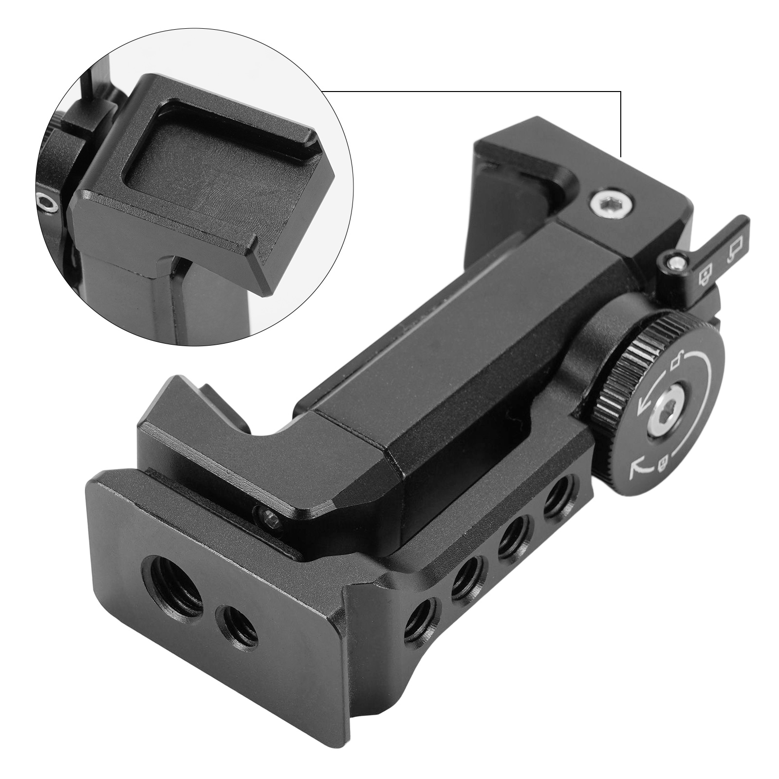 Metalowa uchwyt na telefon z uchwytem na zimne buty do statywu lampa Led 360 ° podstawka pod telefon obrotowa dla Smartphone Action Cam Dropship