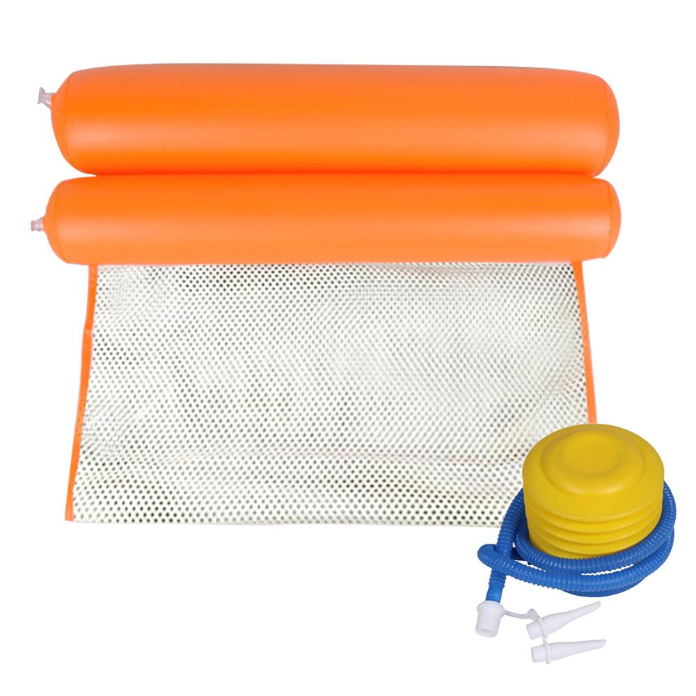 Hamaca de agua plegable para una sola persona, colchón de aire inflable, tumbona de playa, colchón flotante para dormir, silla de cama: Orange with pump