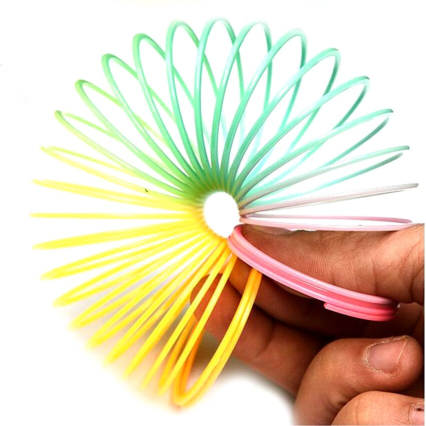 1Pcs Regenboog Cirkel Grappig Speelgoed Early Development Educatief Folding Plastic Spring Coil Kinderen Magical Speelgoed: Default Title
