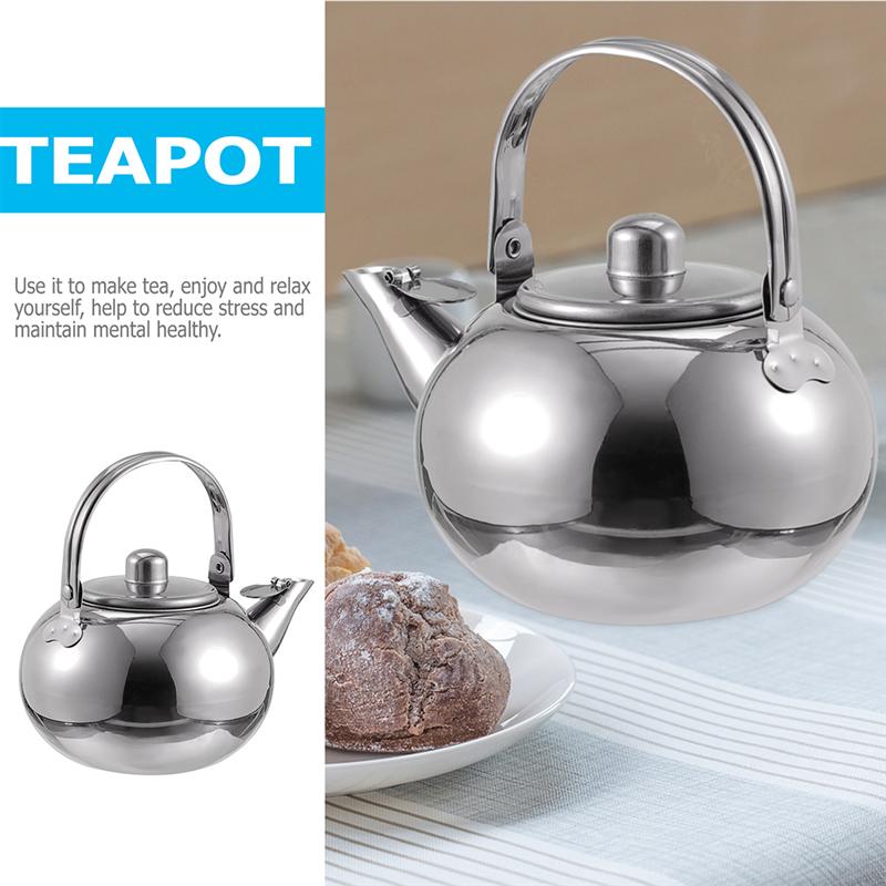 Stainless Steel Tea Kettle Teapot With Filter 1.6L Kitchen Camping Metal Infuser Teapot Coffee Pot Bottle Water Kettle Tea Pot