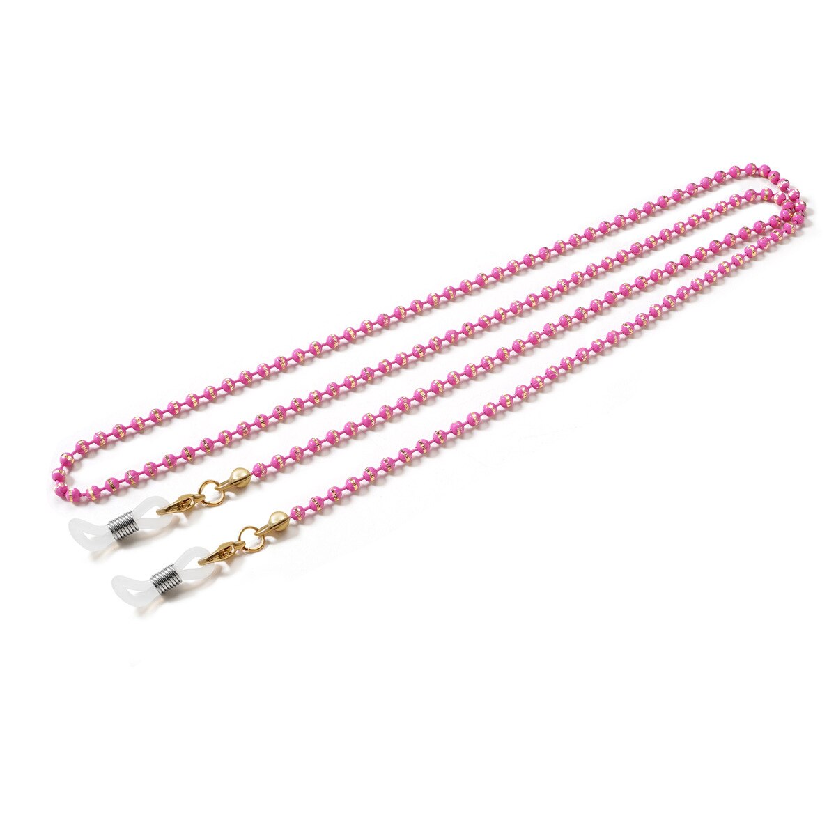Collar de cuerda colgante para mascarilla facial, soporte ajustable para gafas, sin huellas, con dos ganchos y hebillas,: pink