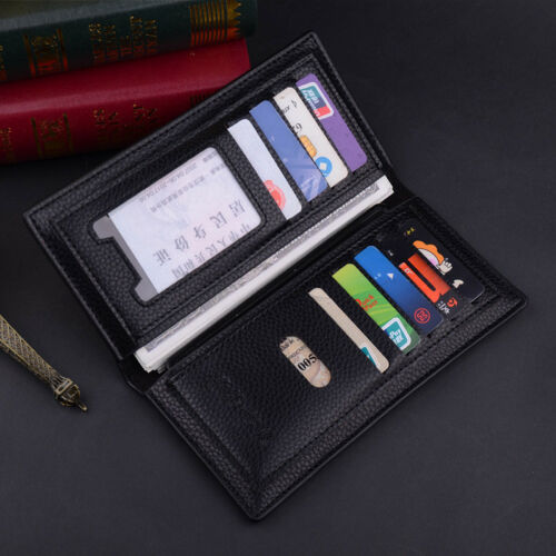 Men's Bifold Leather Multi Credit Card Holder Checkbook Purse Long Wallet Clutch