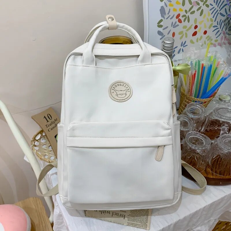 Cool Student Female Backpack Waterproof Cute Women School Bag Lady Laptop White Book Kawaii Girl College Backpack Travel: 5