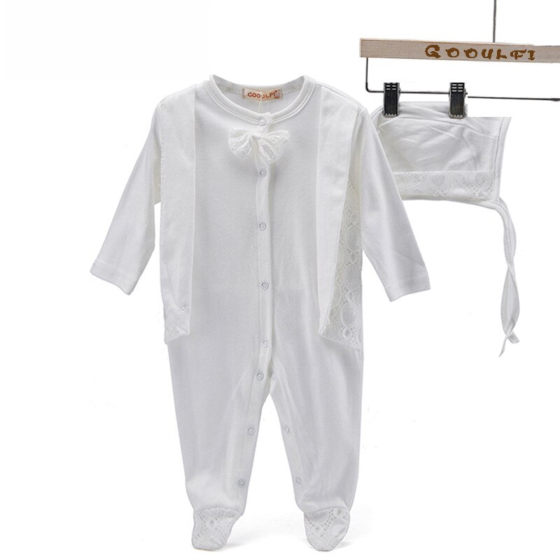 Gooulfi Baby-Karosserie 3-6 Monate Baumwolle Taufe setzt Baby-Karosserie lang Ärmel Mit Hütte Einfarbig Baby Gesamt Jungen: 261064-sahne / 3M