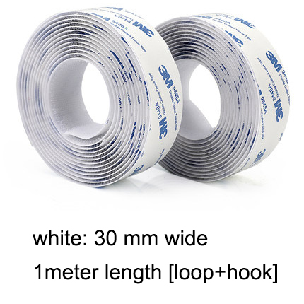 1Meter/Pairs Strong Self adhesive Hook and Loop Fastener Tape nylon sticker Hook adhesive with Glue for DIY 20/25/30/38/50mm: 30mm white 1meter