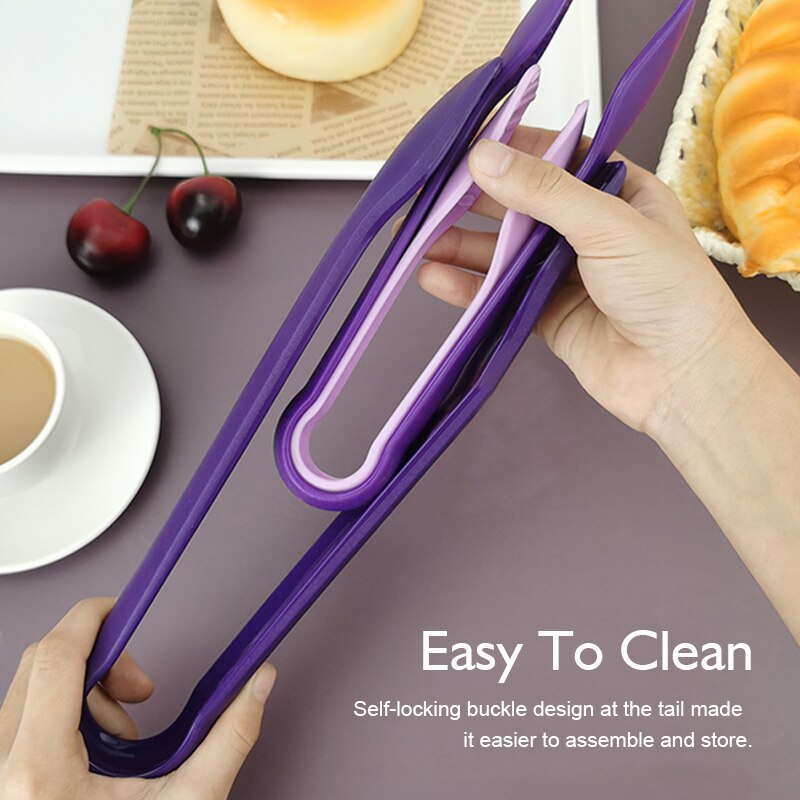 Mini pinzas de plástico para la cocina, utensilios antideslizantes para servir Buffet, ensalada, pan, accesorios de cocina, 3 piezas