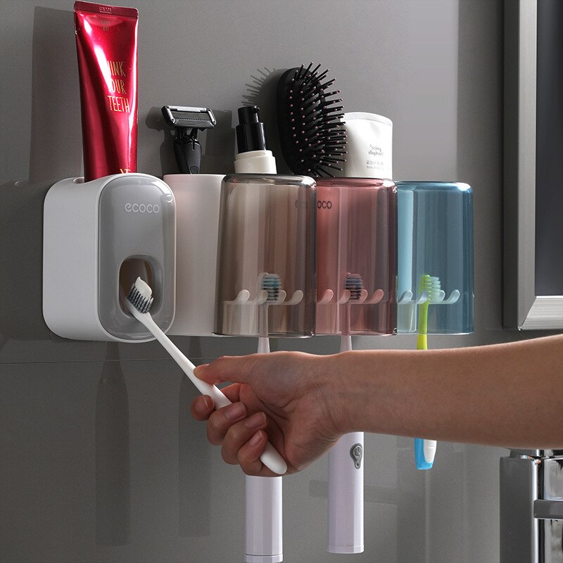 Porte-brosse à dents, support mural de toilette, gobelet de bain de bouche non perforé, ensemble de cylindres dentaires, style