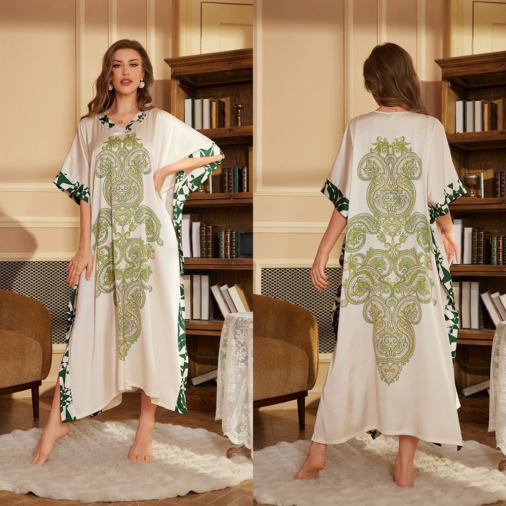 Sexy dames badjas van zijde en rayon, zomerse casual huisjurk met print, losse nachtkleding, plus size nachtkleding, badjas